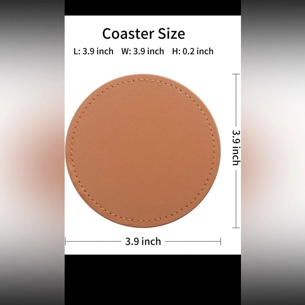Set of 4 Tan Leather Coasters